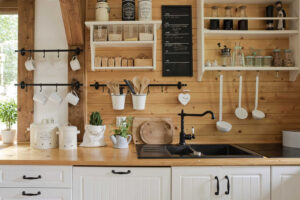 open kitchen shelving