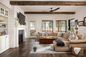 comfy warm farmhouse living room