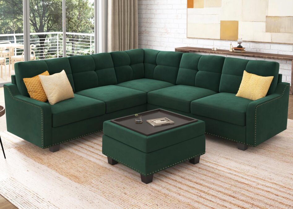 green sectional sofa